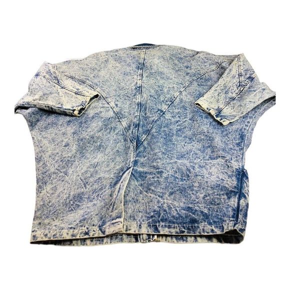 Vintage Tina Woo Acid Wash Oversized Jacket Size S Blue 80s USA Made - Picture 7 of 8